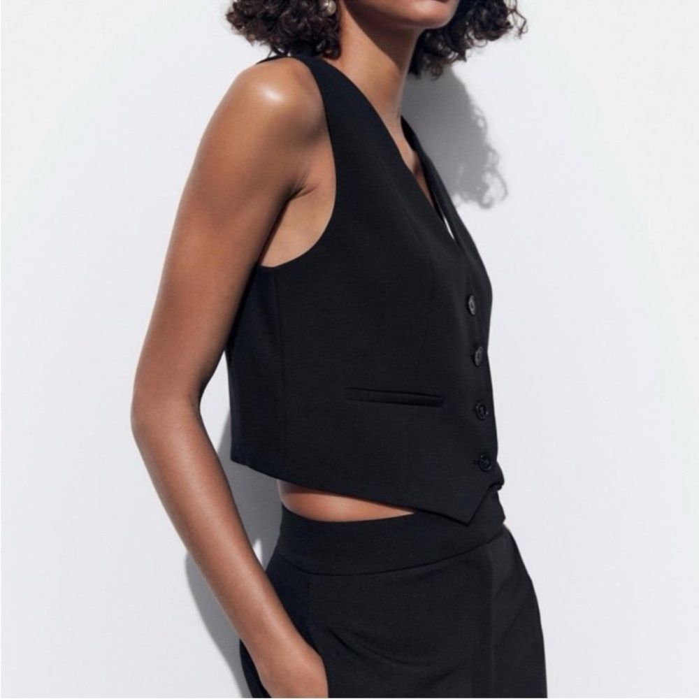 Zara Black Vest Lined Blazer Size XS - Picture 3 of 11